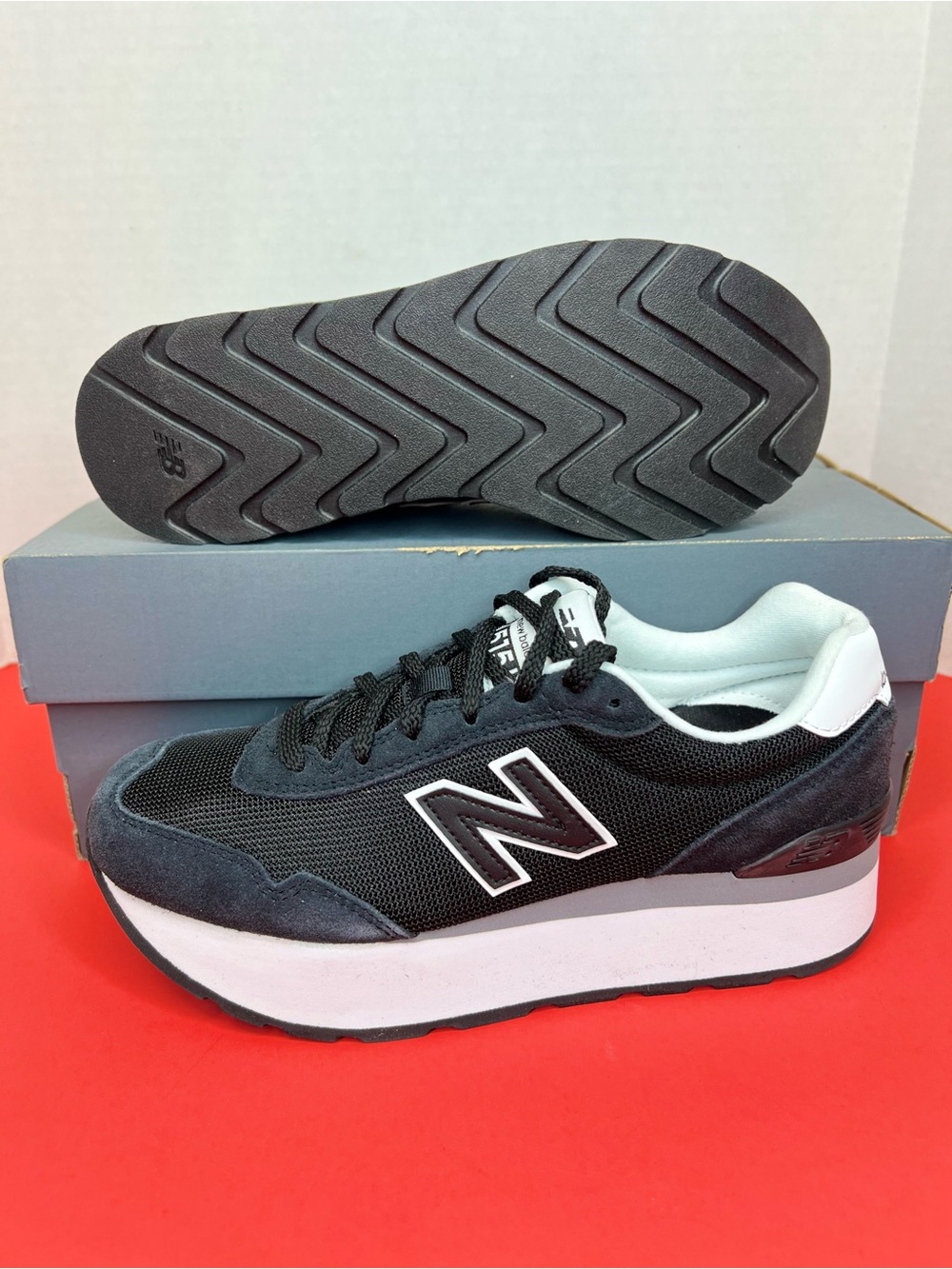 New Balance 515H Womens Platform Lifestyle Sneakers Black/White Size 8.5B NIB!